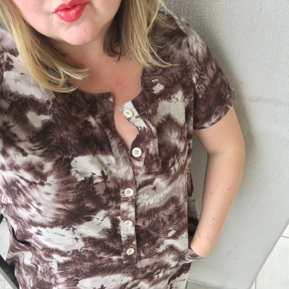 Vintage Tie Dye Mumu Button Down Dress L
